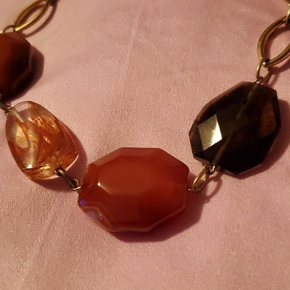 Vintage Carolee Polished Stone Carnelian Necklace 18"‎ - Picture 2 of 11